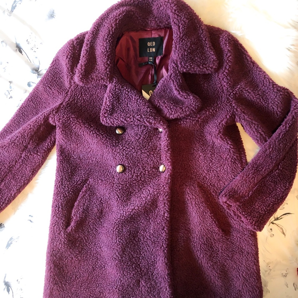 QED London double breasted teddy coat